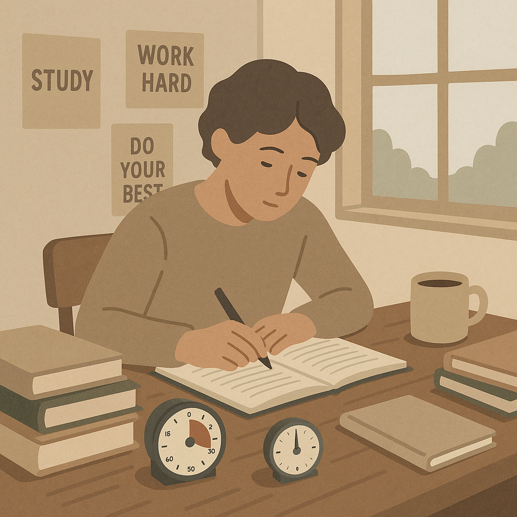 A focused study session at a desk