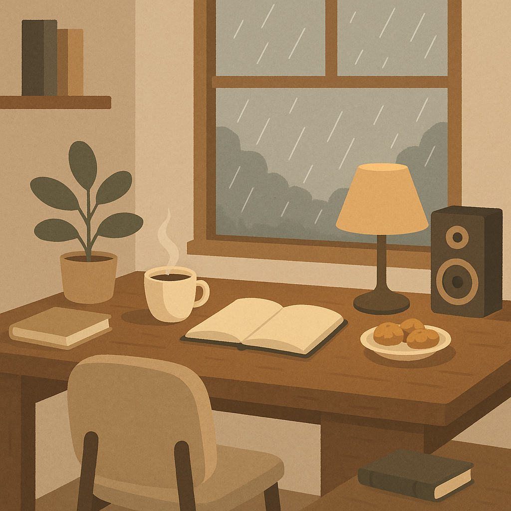 cozy study space with café ambiance